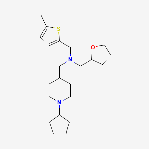 molecular formula C22H36N2OS B6052878 1-(1-cyclopentyl-4-piperidinyl)-N-[(5-methyl-2-thienyl)methyl]-N-(tetrahydro-2-furanylmethyl)methanamine 