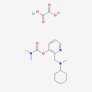 molecular formula C18H27N3O6 B060529 Carbamic acid, dimethyl-, 2-((cyclohexylmethylamino)methyl)-3-pyridinyl ester, ethanedioate (1:1) CAS No. 169128-43-2