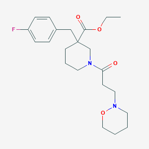 molecular formula C22H31FN2O4 B6052900 ethyl 3-(4-fluorobenzyl)-1-[3-(1,2-oxazinan-2-yl)propanoyl]-3-piperidinecarboxylate 