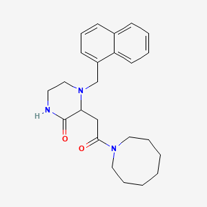 molecular formula C24H31N3O2 B6052904 3-[2-(1-azocanyl)-2-oxoethyl]-4-(1-naphthylmethyl)-2-piperazinone 