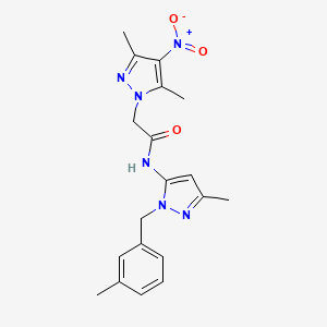molecular formula C19H22N6O3 B6052906 2-(3,5-dimethyl-4-nitro-1H-pyrazol-1-yl)-N-[3-methyl-1-(3-methylbenzyl)-1H-pyrazol-5-yl]acetamide 