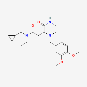 molecular formula C22H33N3O4 B6052910 N-(cyclopropylmethyl)-2-[1-(3,4-dimethoxybenzyl)-3-oxo-2-piperazinyl]-N-propylacetamide 