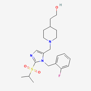 molecular formula C21H30FN3O3S B6052943 2-(1-{[1-(2-fluorobenzyl)-2-(isopropylsulfonyl)-1H-imidazol-5-yl]methyl}-4-piperidinyl)ethanol 