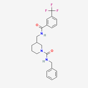 molecular formula C22H24F3N3O2 B6052975 N-benzyl-3-({[3-(trifluoromethyl)benzoyl]amino}methyl)-1-piperidinecarboxamide 