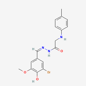 molecular formula C17H18BrN3O3 B6053005 N'-(3-bromo-4-hydroxy-5-methoxybenzylidene)-2-[(4-methylphenyl)amino]acetohydrazide 