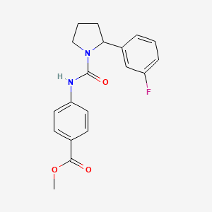 molecular formula C19H19FN2O3 B6053015 methyl 4-({[2-(3-fluorophenyl)-1-pyrrolidinyl]carbonyl}amino)benzoate 