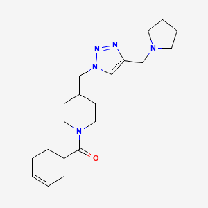 molecular formula C20H31N5O B6053025 1-(3-cyclohexen-1-ylcarbonyl)-4-{[4-(1-pyrrolidinylmethyl)-1H-1,2,3-triazol-1-yl]methyl}piperidine trifluoroacetate 