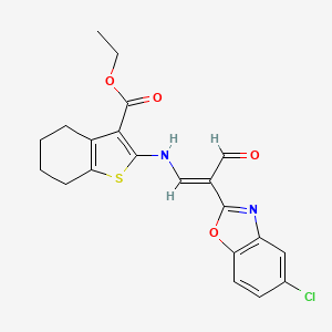 molecular formula C21H19ClN2O4S B6053033 ethyl 2-{[2-(5-chloro-1,3-benzoxazol-2-yl)-3-oxo-1-propen-1-yl]amino}-4,5,6,7-tetrahydro-1-benzothiophene-3-carboxylate 