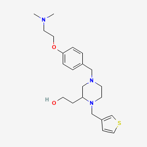 molecular formula C22H33N3O2S B6053073 2-[4-{4-[2-(dimethylamino)ethoxy]benzyl}-1-(3-thienylmethyl)-2-piperazinyl]ethanol 