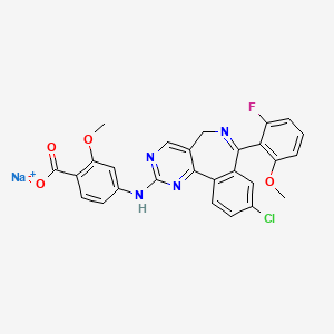molecular formula C27H19ClFN4NaO4 B605310 无水阿利替尼钠 CAS No. 1028486-06-7