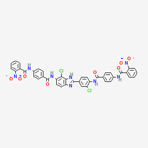 molecular formula C41H26Cl2N8O8 B6053107 N-[4-[[2-chloro-4-[7-chloro-6-[[4-[(2-nitrobenzoyl)amino]benzoyl]amino]-1H-benzimidazol-2-yl]phenyl]carbamoyl]phenyl]-2-nitrobenzamide 