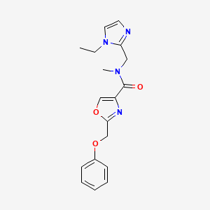 molecular formula C18H20N4O3 B6053131 N-[(1-ethyl-1H-imidazol-2-yl)methyl]-N-methyl-2-(phenoxymethyl)-1,3-oxazole-4-carboxamide 