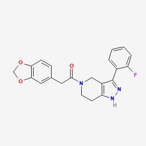 5-(1,3-benzodioxol-5-ylacetyl)-3-(2-fluorophenyl)-4,5,6,7-tetrahydro-1H-pyrazolo[4,3-c]pyridine