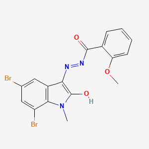 molecular formula C17H13Br2N3O3 B6053222 N'-(5,7-dibromo-1-methyl-2-oxo-1,2-dihydro-3H-indol-3-ylidene)-2-methoxybenzohydrazide 