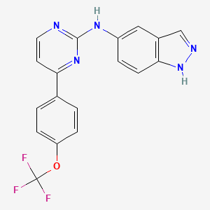 molecular formula C18H12F3N5O B605324 (1H-吲唑-5-基)-[4-(4-三氟甲氧基苯基)嘧啶-2-基]胺 CAS No. 1357350-60-7