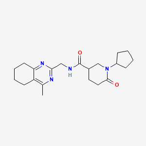 molecular formula C21H30N4O2 B6053253 1-cyclopentyl-N-[(4-methyl-5,6,7,8-tetrahydro-2-quinazolinyl)methyl]-6-oxo-3-piperidinecarboxamide 