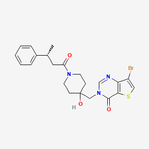 molecular formula C22H24BrN3O3S B605326 (R)-7-溴-3-((4-羟基-1-(3-苯基丁酰)哌啶-4-基)甲基)噻吩并[3,2-d]嘧啶-4(3H)-酮 CAS No. 2196246-28-1