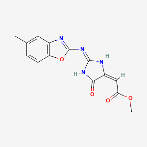 methyl {2-[(5-methyl-1,3-benzoxazol-2-yl)amino]-5-oxo-1,5-dihydro-4H-imidazol-4-ylidene}acetate