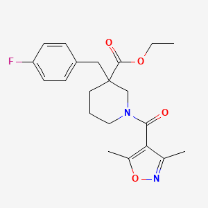 molecular formula C21H25FN2O4 B6053344 ethyl 1-[(3,5-dimethyl-4-isoxazolyl)carbonyl]-3-(4-fluorobenzyl)-3-piperidinecarboxylate 