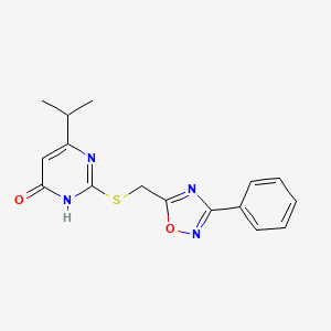 molecular formula C16H16N4O2S B6053356 6-isopropyl-2-{[(3-phenyl-1,2,4-oxadiazol-5-yl)methyl]thio}-4(3H)-pyrimidinone 