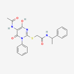 2-{[5-(acetylamino)-6-hydroxy-4-oxo-1-phenyl-1,4-dihydro-2-pyrimidinyl]thio}-N-(1-phenylethyl)acetamide