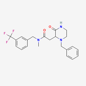 molecular formula C22H24F3N3O2 B6053408 2-(1-benzyl-3-oxo-2-piperazinyl)-N-methyl-N-[3-(trifluoromethyl)benzyl]acetamide 