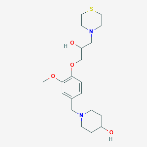 molecular formula C20H32N2O4S B6053427 1-{4-[2-hydroxy-3-(4-thiomorpholinyl)propoxy]-3-methoxybenzyl}-4-piperidinol 