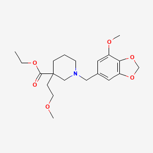 ethyl 1-[(7-methoxy-1,3-benzodioxol-5-yl)methyl]-3-(2-methoxyethyl)-3-piperidinecarboxylate