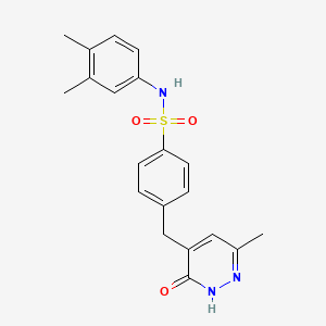 molecular formula C20H21N3O3S B6053496 N-(3,4-dimethylphenyl)-4-[(6-methyl-3-oxo-2,3-dihydro-4-pyridazinyl)methyl]benzenesulfonamide 