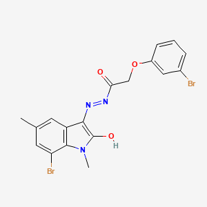 molecular formula C18H15Br2N3O3 B6053513 N'-(7-bromo-1,5-dimethyl-2-oxo-1,2-dihydro-3H-indol-3-ylidene)-2-(3-bromophenoxy)acetohydrazide 