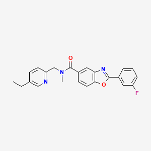 molecular formula C23H20FN3O2 B6053521 N-[(5-ethyl-2-pyridinyl)methyl]-2-(3-fluorophenyl)-N-methyl-1,3-benzoxazole-5-carboxamide 