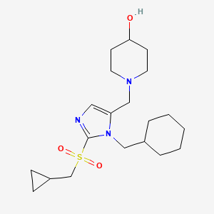 molecular formula C20H33N3O3S B6053534 1-({1-(cyclohexylmethyl)-2-[(cyclopropylmethyl)sulfonyl]-1H-imidazol-5-yl}methyl)-4-piperidinol 