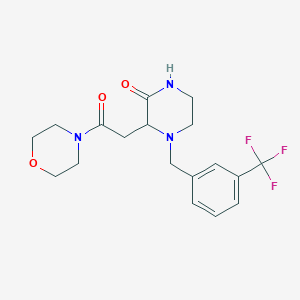 molecular formula C18H22F3N3O3 B6053538 3-[2-(4-morpholinyl)-2-oxoethyl]-4-[3-(trifluoromethyl)benzyl]-2-piperazinone 