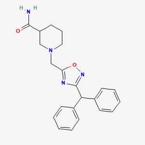 molecular formula C22H24N4O2 B6053599 1-{[3-(diphenylmethyl)-1,2,4-oxadiazol-5-yl]methyl}-3-piperidinecarboxamide 