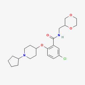 molecular formula C22H31ClN2O4 B6053626 5-chloro-2-[(1-cyclopentyl-4-piperidinyl)oxy]-N-(1,4-dioxan-2-ylmethyl)benzamide 