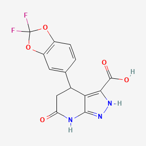 molecular formula C14H9F2N3O5 B6053632 4-(2,2-difluoro-1,3-benzodioxol-5-yl)-6-oxo-4,5,6,7-tetrahydro-1H-pyrazolo[3,4-b]pyridine-3-carboxylic acid 