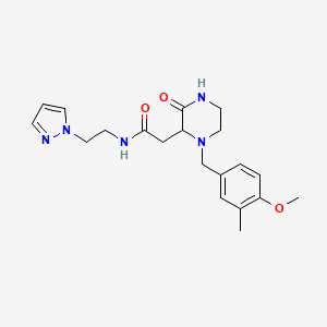 molecular formula C20H27N5O3 B6053643 2-[1-(4-methoxy-3-methylbenzyl)-3-oxo-2-piperazinyl]-N-[2-(1H-pyrazol-1-yl)ethyl]acetamide 