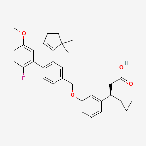 molecular formula C33H35FO4 B605367 (S)-3-Cyclopropyl-3-(3-((2-(5,5-dimethylcyclopent-1-en-1-yl)-2'-fluoro-5'-methoxy-[1,1'-biphenyl]-4-yl)methoxy)phenyl)propanoic acid CAS No. 1142214-62-7