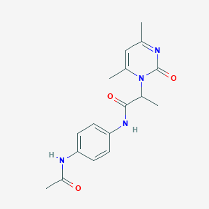 molecular formula C17H20N4O3 B6053698 N-[4-(acetylamino)phenyl]-2-(4,6-dimethyl-2-oxo-1(2H)-pyrimidinyl)propanamide 