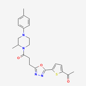 1-[5-(5-{3-[2-methyl-4-(4-methylphenyl)-1-piperazinyl]-3-oxopropyl}-1,3,4-oxadiazol-2-yl)-2-thienyl]ethanone