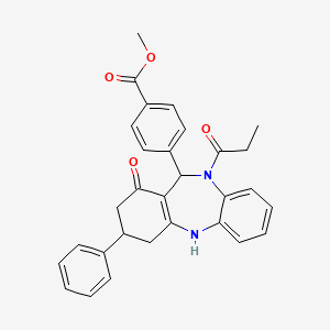 methyl 4-(1-oxo-3-phenyl-10-propionyl-2,3,4,5,10,11-hexahydro-1H-dibenzo[b,e][1,4]diazepin-11-yl)benzoate