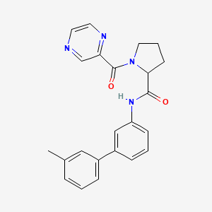 molecular formula C23H22N4O2 B6053755 N-(3'-methyl-3-biphenylyl)-1-(2-pyrazinylcarbonyl)prolinamide 