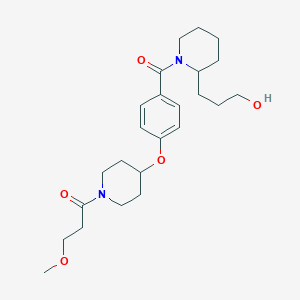 molecular formula C24H36N2O5 B6053763 3-[1-(4-{[1-(3-methoxypropanoyl)-4-piperidinyl]oxy}benzoyl)-2-piperidinyl]-1-propanol 
