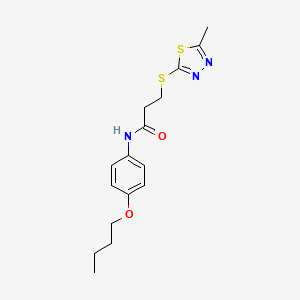molecular formula C16H21N3O2S2 B6053771 N-(4-butoxyphenyl)-3-[(5-methyl-1,3,4-thiadiazol-2-yl)thio]propanamide 
