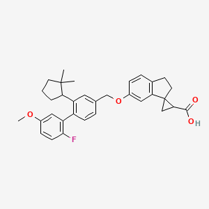 molecular formula C33H35FO4 B605378 5-[[3-(2,2-二甲基环戊基)-4-(2-氟-5-甲氧基苯基)苯基]甲氧基]螺[1,2-二氢茚满-3,2'-环丙烷]-1'-羧酸 CAS No. 1222088-90-5
