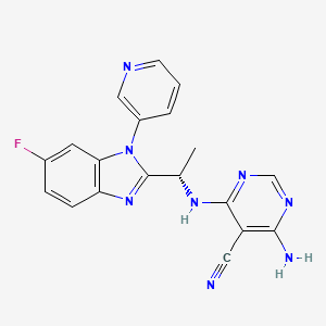 B605386 (S)-4-Amino-6-((1-(6-fluoro-1-(pyridin-3-yl)-1H-benzo[d]imidazol-2-yl)ethyl)amino)pyrimidine-5-carbonitrile CAS No. 1338483-67-2