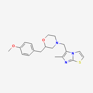 molecular formula C19H23N3O2S B6053897 5-{[2-(4-methoxybenzyl)-4-morpholinyl]methyl}-6-methylimidazo[2,1-b][1,3]thiazole 