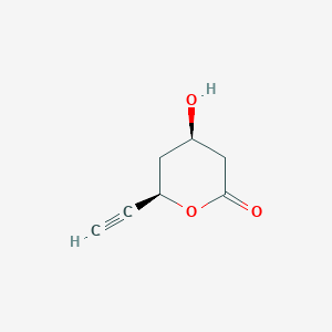 molecular formula C7H8O3 B060539 (4R,6R)-6-ethynyl-4-hydroxyoxan-2-one CAS No. 171895-59-3