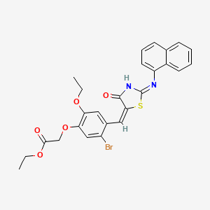 molecular formula C26H23BrN2O5S B6053901 ethyl (5-bromo-2-ethoxy-4-{[2-(1-naphthylimino)-4-oxo-1,3-thiazolidin-5-ylidene]methyl}phenoxy)acetate 