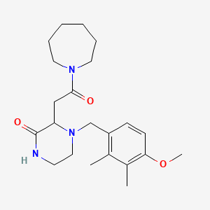 molecular formula C22H33N3O3 B6053924 3-[2-(1-azepanyl)-2-oxoethyl]-4-(4-methoxy-2,3-dimethylbenzyl)-2-piperazinone 